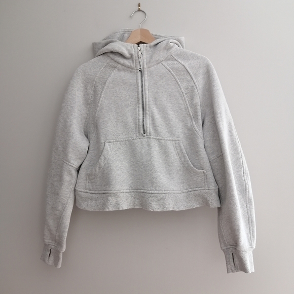 Lululemon Scuba Oversized 1/2 Zip Hoodie Heathered Core Ultra Light Gray M/L - Picture 3 of 16